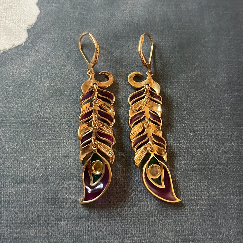 Peacock Deep Purple Earrings - Picture 5 of 5